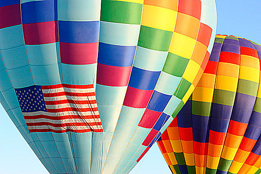 美国,加利福尼亚,两个,热气球,一个,美国国旗,彩色,天空,节日