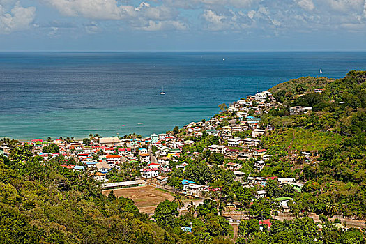 渔村,海岸,加纳利群岛,圣卢西亚,北美