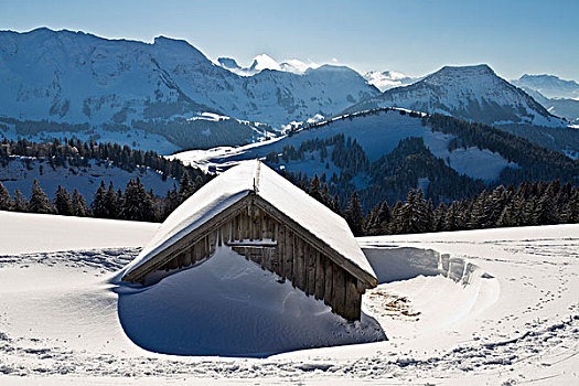小屋,高山,山,瑞士,欧洲