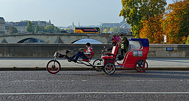 欧洲,法国,自行车,出租车,靠近,卢浮宫,巴黎