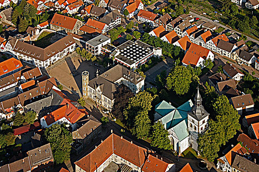 航拍,市政厅,东方,北莱茵-威斯特伐利亚,德国,欧洲