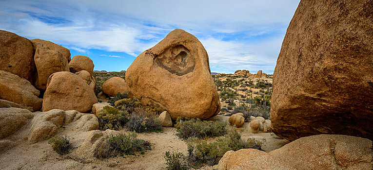 石头,岩石构造,排列,拱形,自然,小路,白色,营地,约书亚树国家公园,手掌,沙漠,加利福尼亚,美国,北美