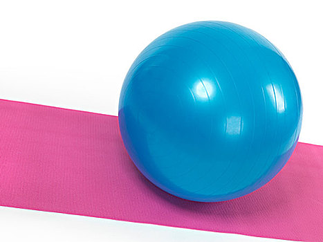 蓝色,健身球,粉色,垫