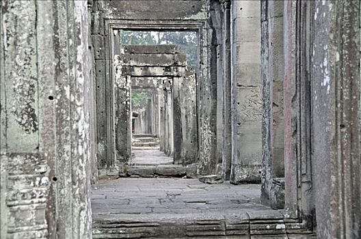 拱廊,巴扬寺,吴哥窟,世界遗产,收获,柬埔寨,亚洲