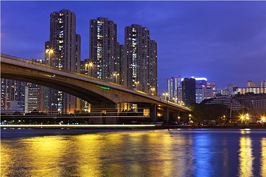 桥,上方,海洋,香港