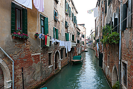 洗衣服,弄干,上方,狭窄,运河,威尼斯,威尼托,意大利,南欧