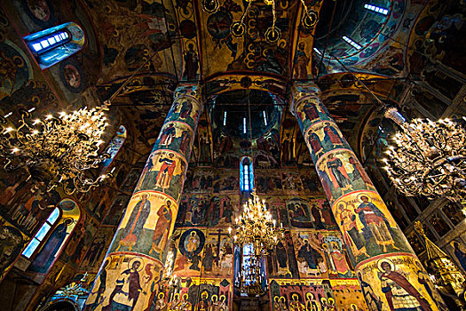 壁画,圣母升天大教堂,克里姆林宫,莫斯科,俄罗斯,欧洲
