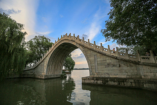 北京皇家园林颐和园西堤六桥玉带桥