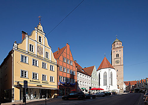 街道,圣母大教堂,斯瓦比亚,巴伐利亚,德国,欧洲