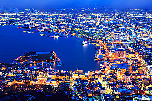 北海道,晚间,风景,函馆