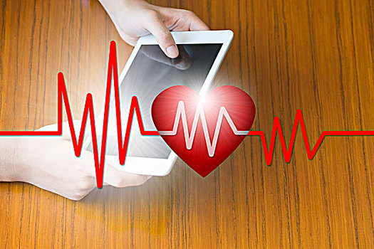 医生按平板,ipad,e-health概念,健康,医学和心脏病的概念,医护经营理念
