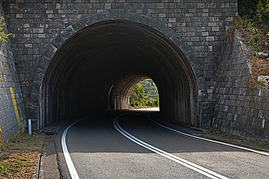 暗色,汽车,隧道,乡村,沥青,道路