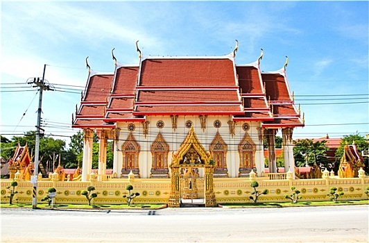 泰国,庙宇,蓝色背景,天空