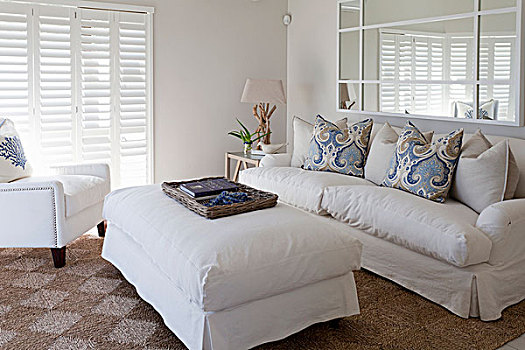 白色,土耳其,相配,沙发,放置,散落,垫子,优雅,室内,氛围