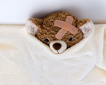 泰迪熊,疾病,床上