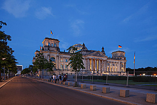 德国国会大厦,建筑,黄昏,柏林,德国,欧洲