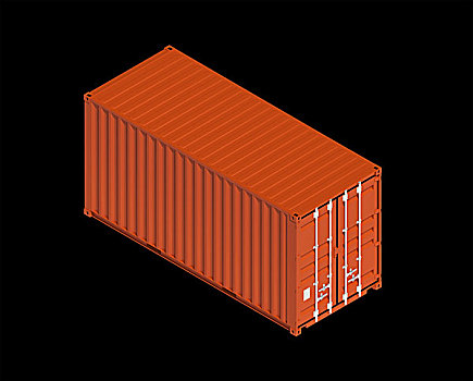 红色,金属,货运,集装箱,隔绝,黑色背景,工业,货物,运输,物体,插画,凸起