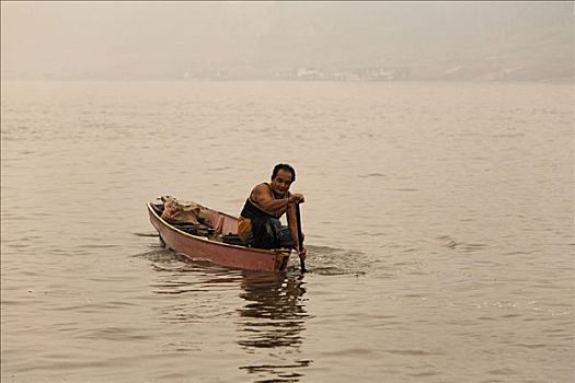 捕鱼者,河,婆罗洲,印度尼西亚