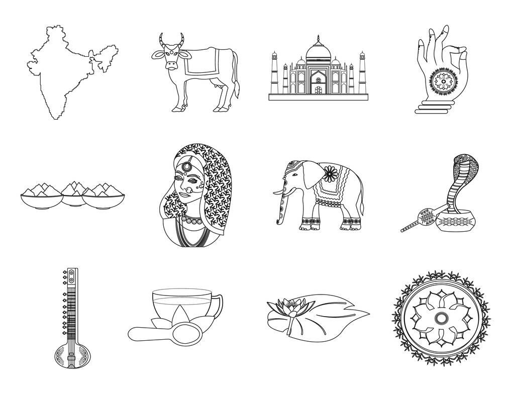 印度元素图案简笔画图片