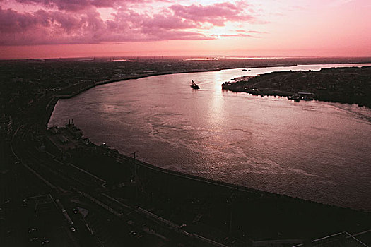 航拍,河,密西西比河,新奥尔良,路易斯安那,美国
