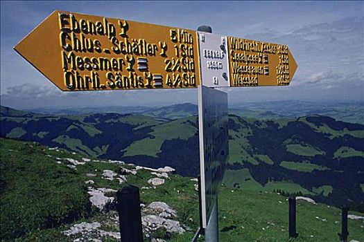 特写,路标,阿尔卑斯山,瑞士