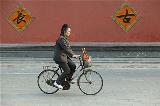 中国,北京,女人,自行车