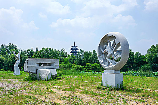 湖南省长沙市洋湖湿地公园－国际雕塑园,广场