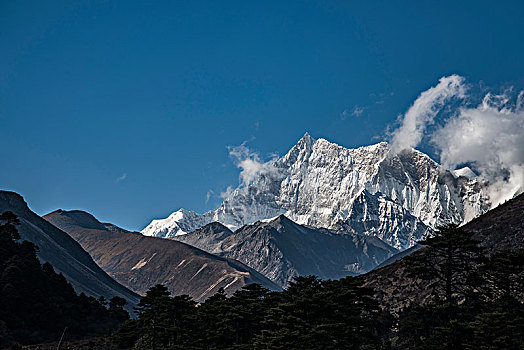 背景,不丹,山,世界