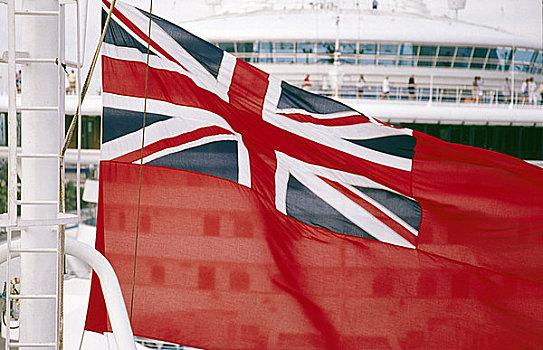 特写,旗帜,英国,商船