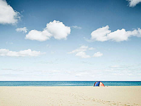帐蓬,海滩,兰索罗特岛,西班牙