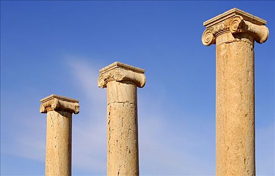 古老,柱子,爱奥尼克柱式,首府,遗址,罗马,城市,莱普蒂斯马格纳,利比亚