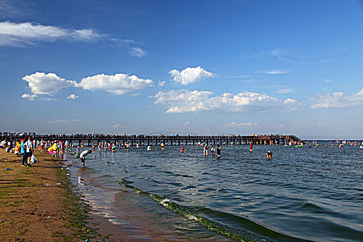 北戴河,大海,海滨,游客,建筑,沙滩,平静