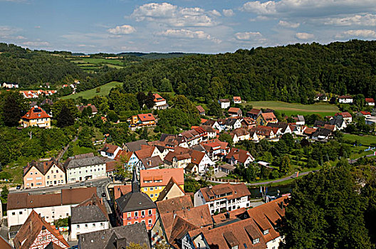 风景,城堡,上方,弗兰哥尼阶,瑞士,弗兰克尼亚,巴伐利亚,德国,欧洲