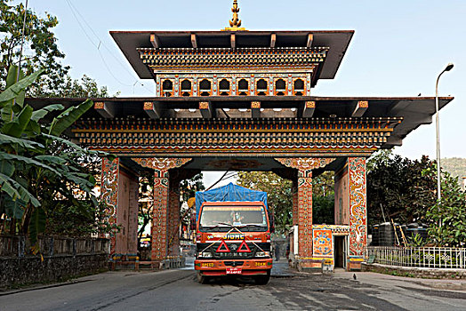 卡车,不丹,运输,穿过,边界,大门,西孟加拉,印度,亚洲