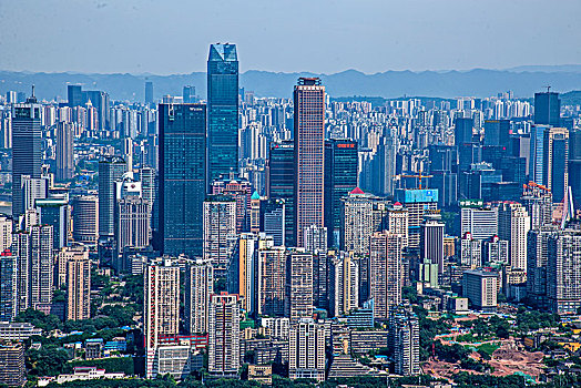 2060年重庆市南岸区南山老君洞道观俯瞰重庆渝中与南岸两区