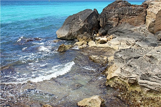 青绿色,岩石,海滩,马略卡岛,巴利阿里群岛,岛屿