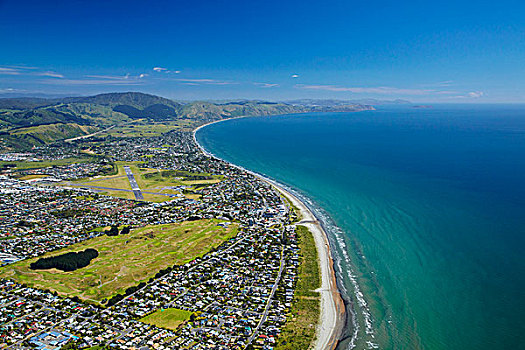 海滩,海岸,惠灵顿,区域,北岛,新西兰,航拍