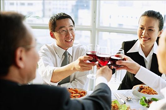 管理人员,餐馆,祝酒,葡萄酒