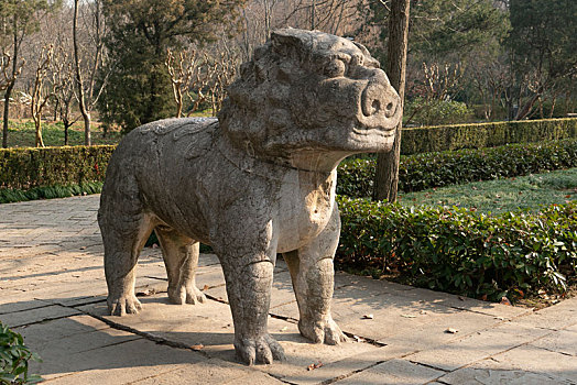 南京明孝陵石象路景区石狮子雕塑