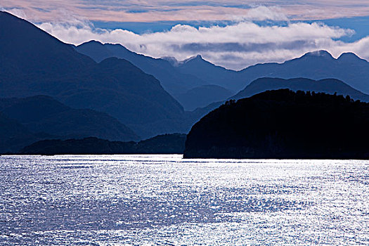 岛屿,微暗,声音,峡湾国家公园,南岛,新西兰