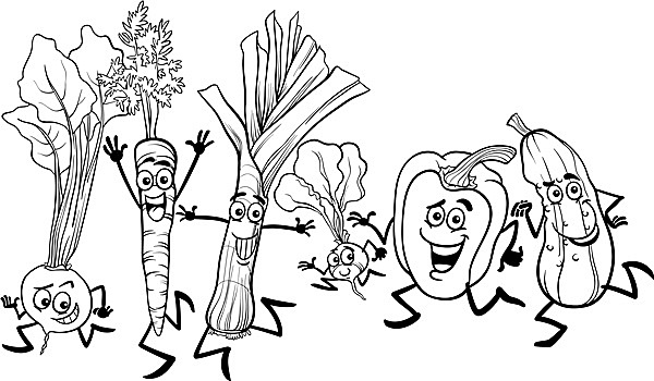 蔬菜,卡通,上色