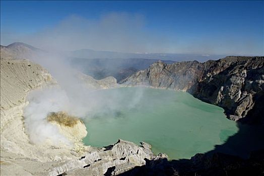 开采,硫磺,牵手,火山,爪哇岛,印度尼西亚