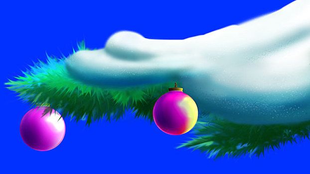 圣诞节,彩球,积雪,松树,枝条