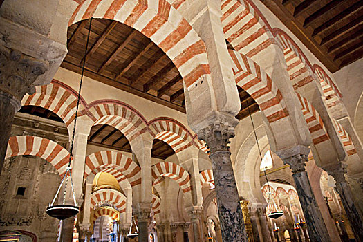 条纹,拱,柱子,圣母教堂,大清真寺,科多巴,安达卢西亚,西班牙