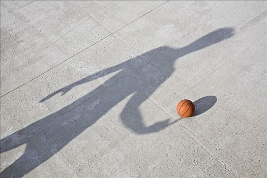 影子,玩,篮球