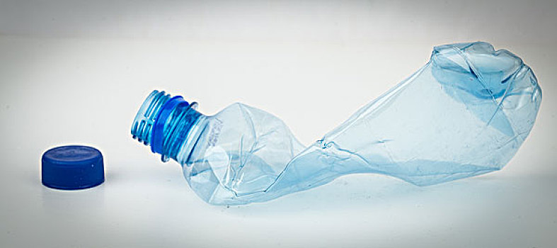 空,塑料制品,瓶子,挤压,蓝色,帽