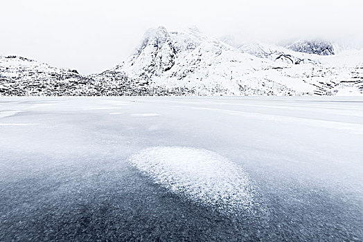 冰冻,湖,靠近,罗浮敦群岛,挪威