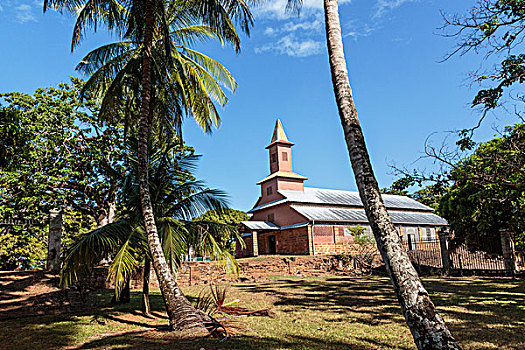 南美,法属圭亚那,风景,监狱,小教堂,棕榈树