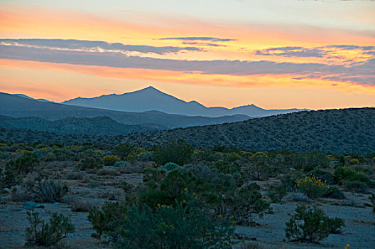 日落,上方,莫哈维沙漠,靠近,加利福尼亚,美国