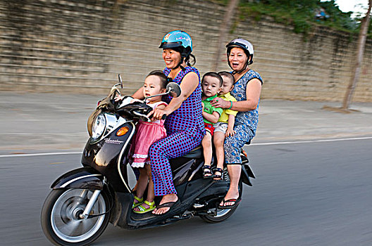 越南,芽庄,许多人,一个,摩托车